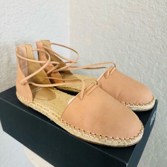 Eileen Fisher Lace-Up Leather Espadrille Sandal, Toffee Cream Pink Size 8, NWT - Picture 12 of 16